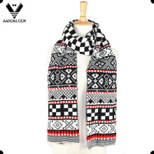 Winter Multicolor Jacquard Geometric Pattern Scarf